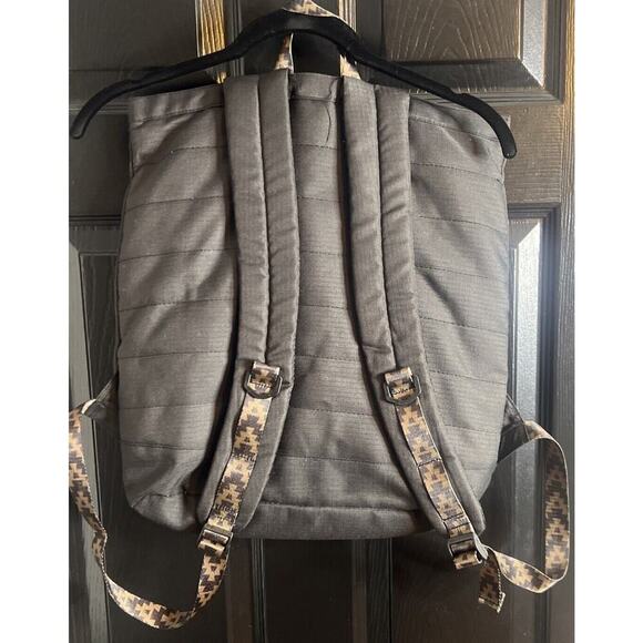 Toms StandUp Backpack Solid Black W/ Aztec detail Zipper Closure Fold-over Flaws - Picture 3 of 9